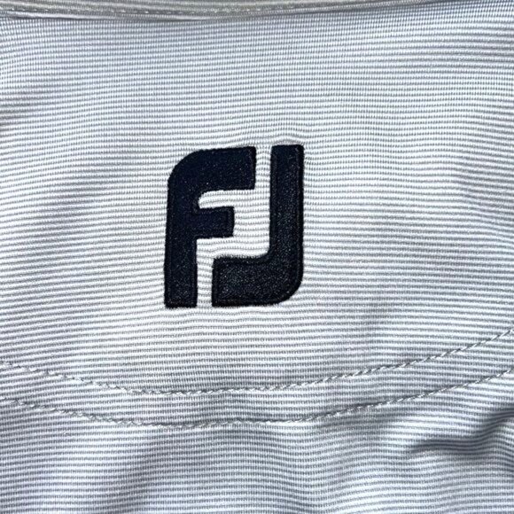 FootJoy Mens XL Golf Polo Shirt Striped Performance Stretch Gray & Blue - Picture 4 of 7